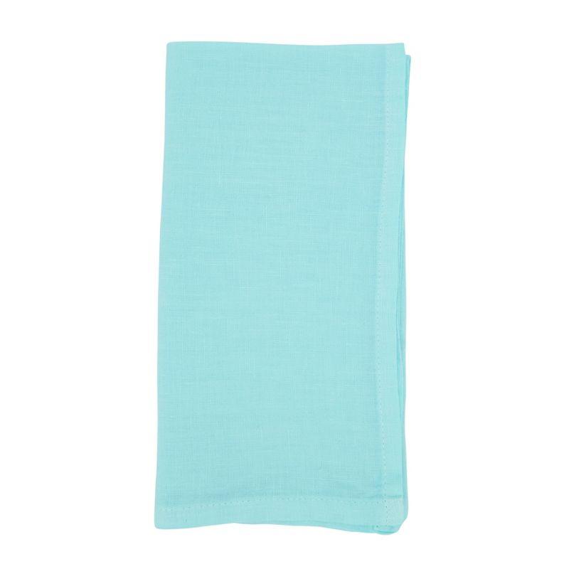 Saro Lifestyle Classic Pure 100% Linen Table Napkin (Set of 4), 20", Aqua