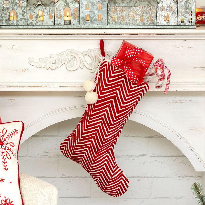 Park Hill Collection Chevron Embroidered Velvet Stocking