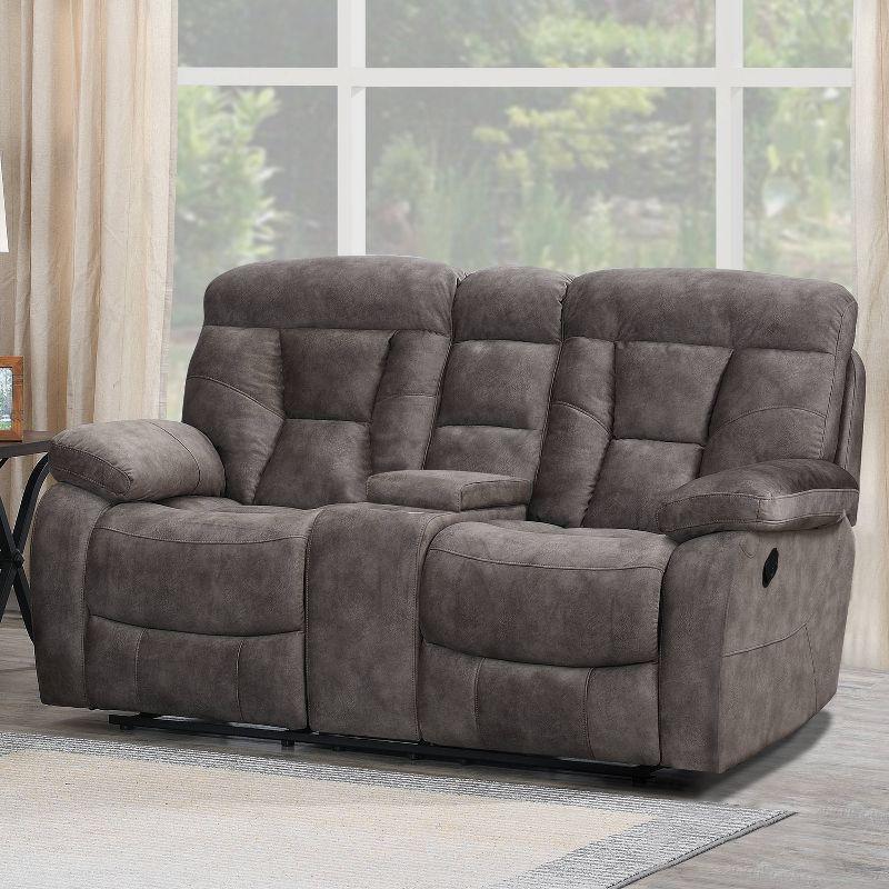 Bogata Upholstered Console Loveseat Mushroom - Steve Silver Co.: Flannel Recliner, Iron Frame, 2-Seater Sofa