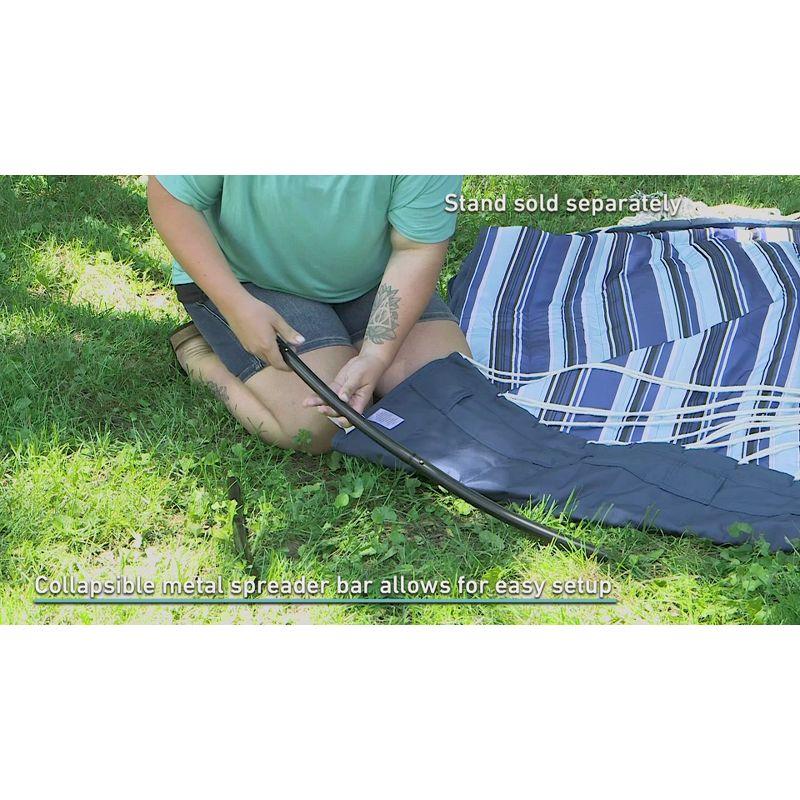 Arlmont & Co. Patrricia Quilted Polyester Curved Metal Spreader Bar Hammock with Pillow - Catalina Beach