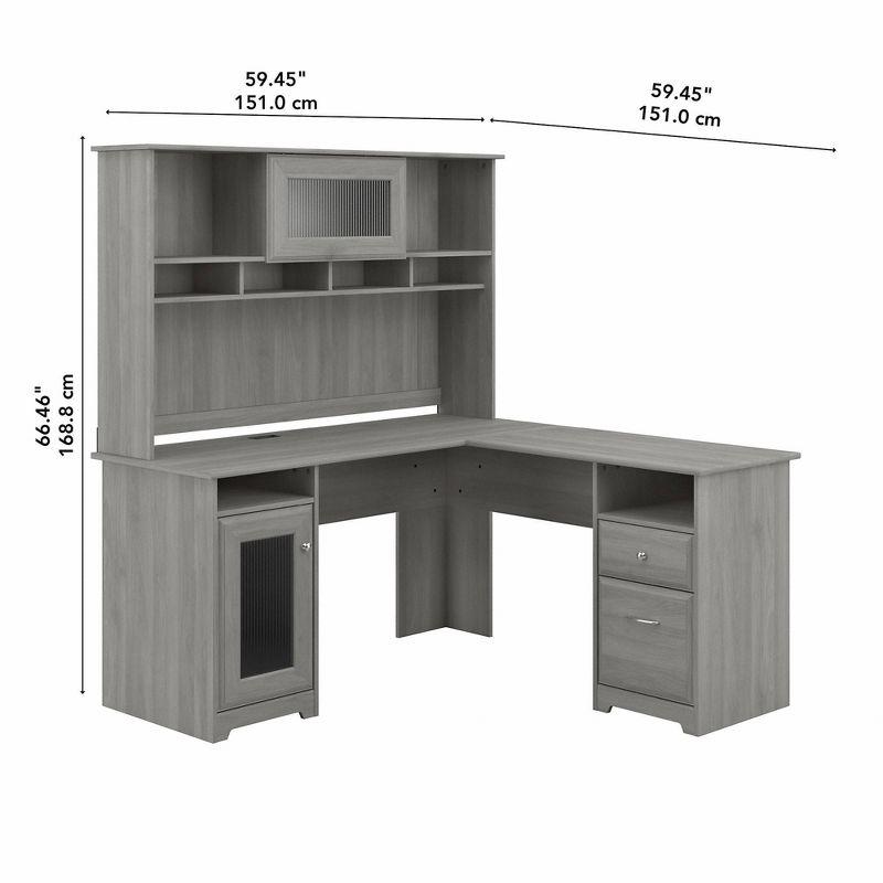 Cabot 60W L Shaped Computer Desk with Hutch Modern Gray - Bush Furniture