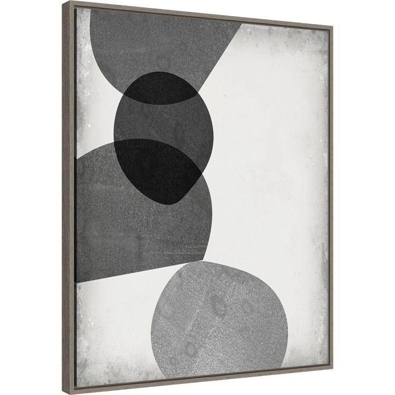 23" x 28" Gray Shapes II by Jennifer Goldberger Framed Canvas Wall Art Print - Amanti Art