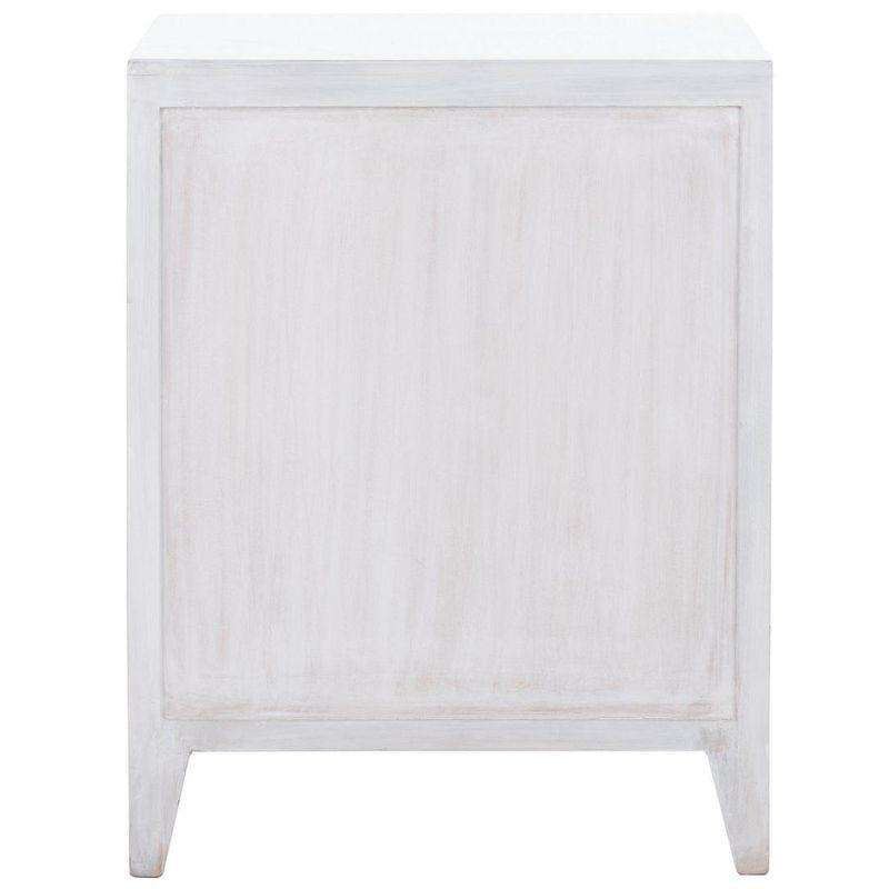 Thea White Washed Carved Wood 1-Door Nightstand