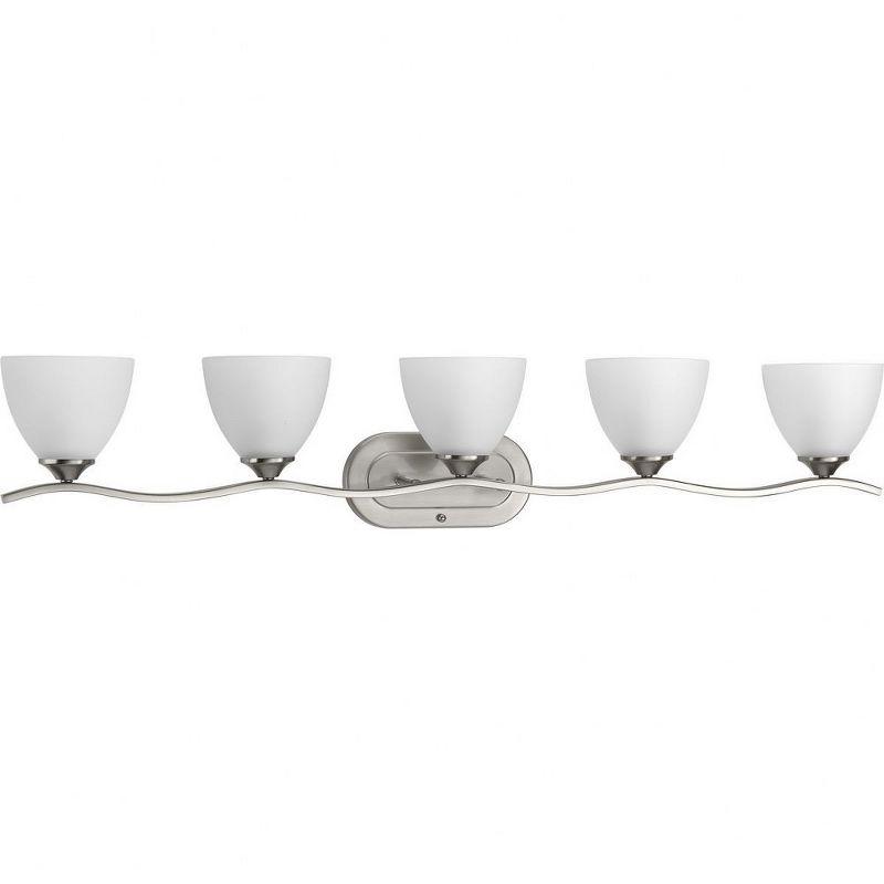 Progress Lighting Laird 5-Light Bath Vanity, Brushed Nickel, Glass Shade