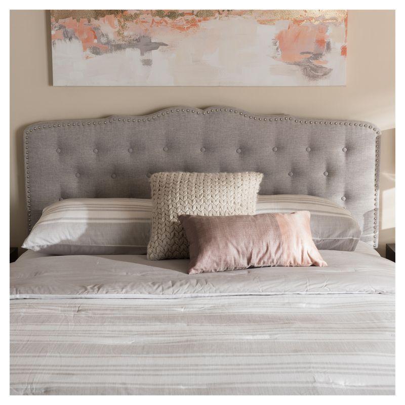 Full Size Grayish Beige Tufted Leather Upholstered Headboard