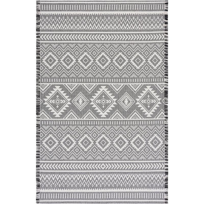 Augustine Black and White 4' x 6' Flat Woven Synthetic Rug