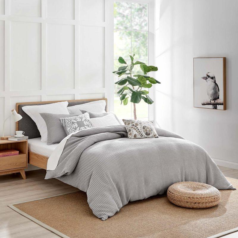 Mills Grey Pewter Duvet Set - One Full/Queen Duvet and Two Standard Shams - Levtex Home