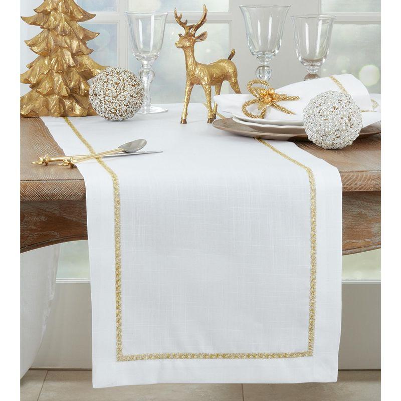 Saro Lifestyle Embroidered Border Dining Table Runner