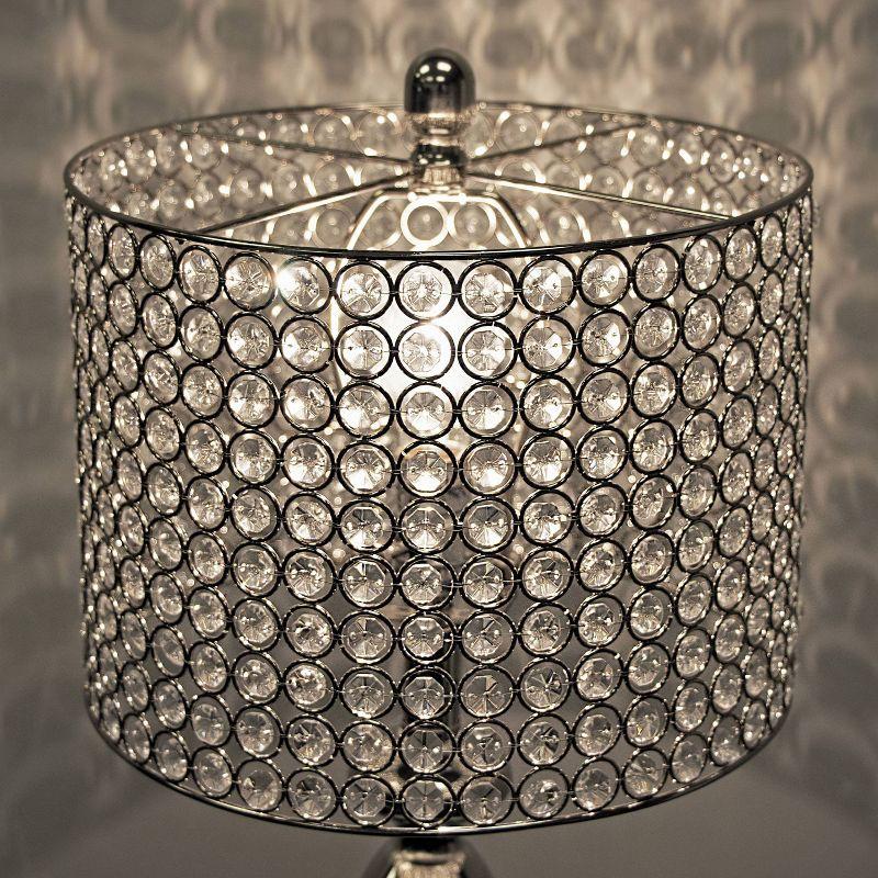 LumiSource (Set of 2) Ashland 27" Contemporary Table Lamps Polished Nickel with Round Clear K9 Crystal Beads from Grandview Gallery: UL Listed