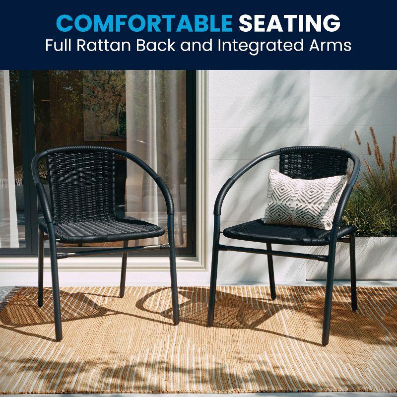 Flash Furniture Lila 2 Pack Rattan Indoor-Outdoor Restaurant Stack Chair