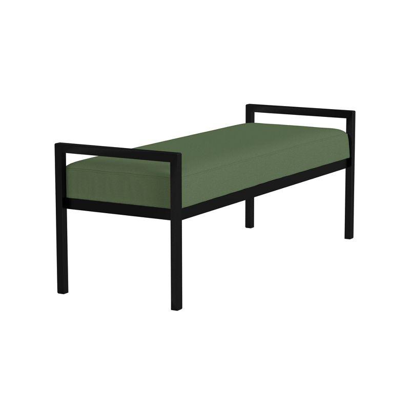 HomePop Modern Metal Bench Loden Green: Upholstered Rectangle for Entryway, End of Bed