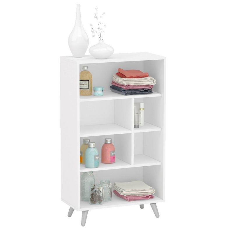 40.75" Sidney 4 Shelf Bookshelf White - Polifurniture: Modern Style, Particle Board, for Dorm Use