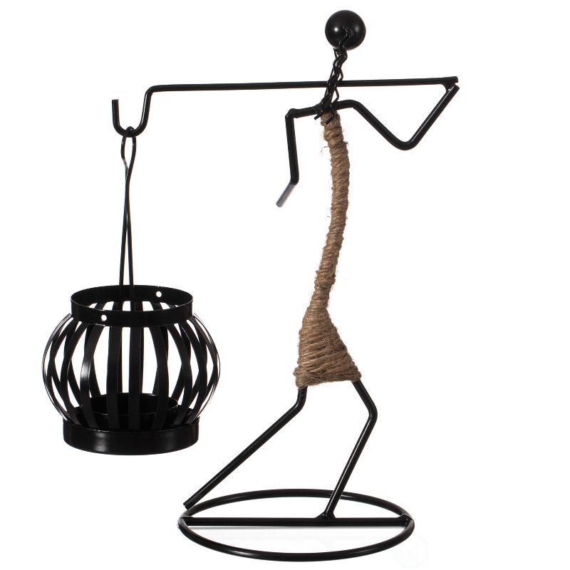 Fabulaxe Wire Figure Candle Holder Decorative Modern Tea Light Lantern Tabletop Centerpiece Candle Stand, Back Carry