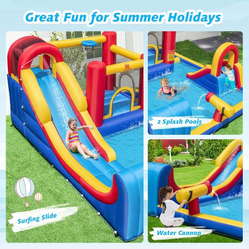 Costway Inflatable Water Slide Giant Kids Water Park w/ Double Slides & 735W Blower