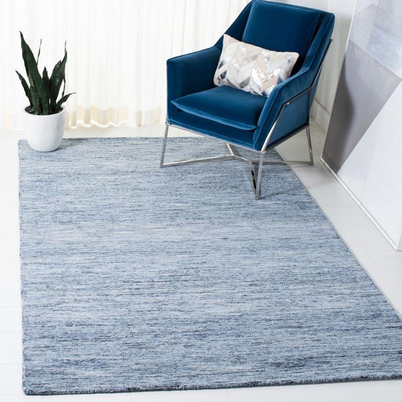 Elegant Blue Wool Hand-tufted Rectangular Area Rug 5' x 8'