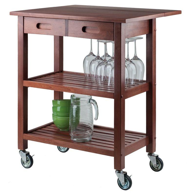 Jonathan Kitchen Cart Walnut - Winsome: Rolling Island with Storage, Wood Composite Surface