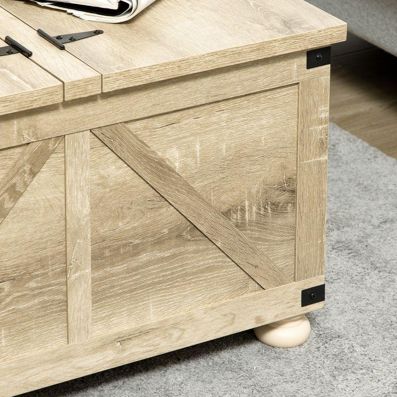 Rustic Farmhouse Square Coffee Table with Hidden Storage, Brown Wood