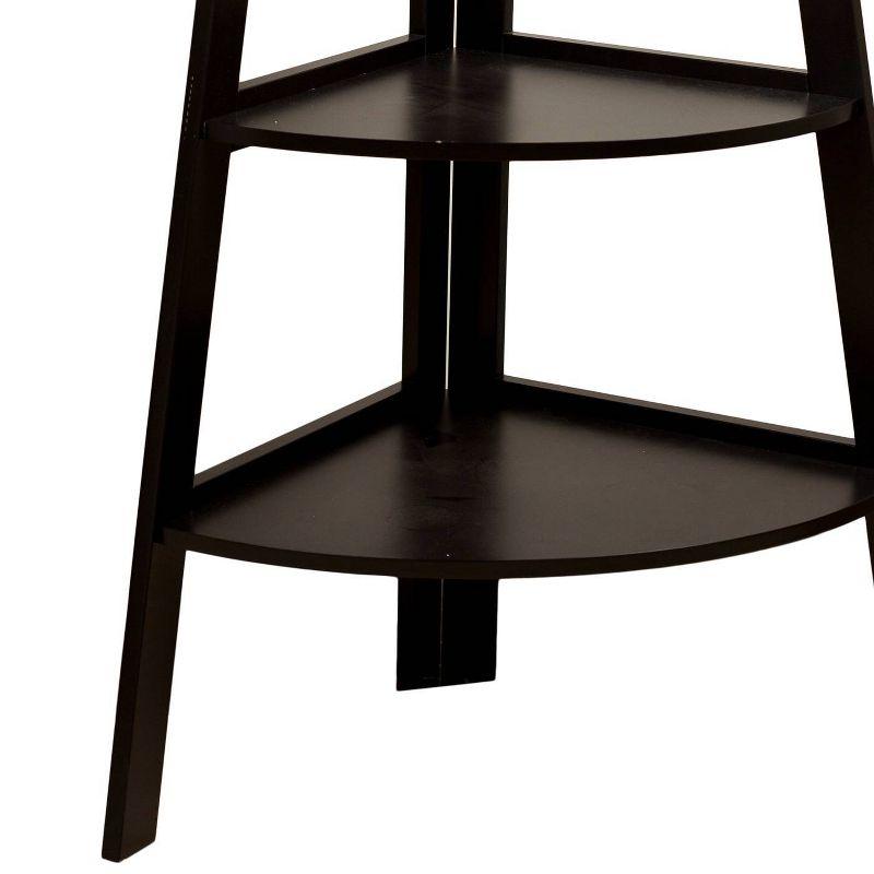 Danya B. 63" x 26.5" Five-Tier Pyramid Corner Ladder Shelf Brown: MDF Wood, Open Back Design, Fixed Shelves
