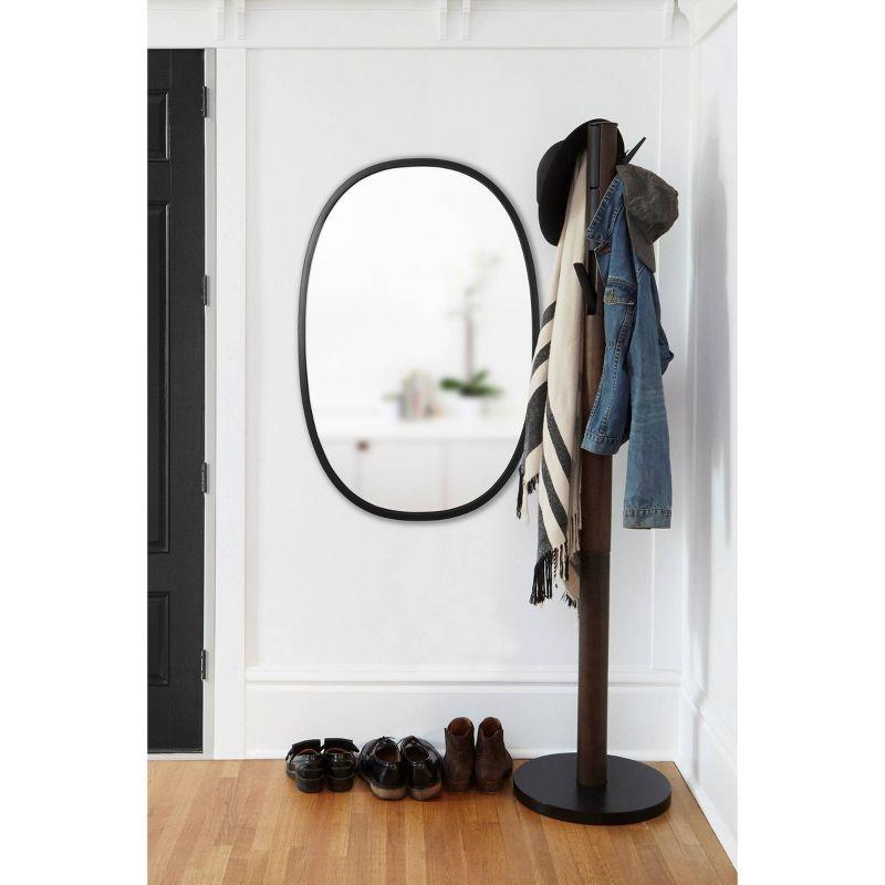 Modern Industrial Hub Oval Wall Mirror with Black Rubber Rim