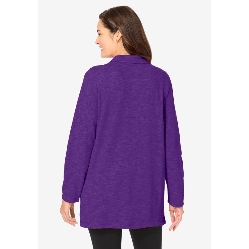 Woman Within Women's Plus Size French Terry Quarter-Zip Sweatshirt