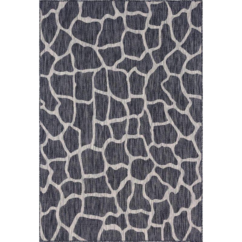 Unique Loom 6' 1 x 9' 0 Rectangle Indoor/Outdoor Safari Charcoal Gray Area Rug