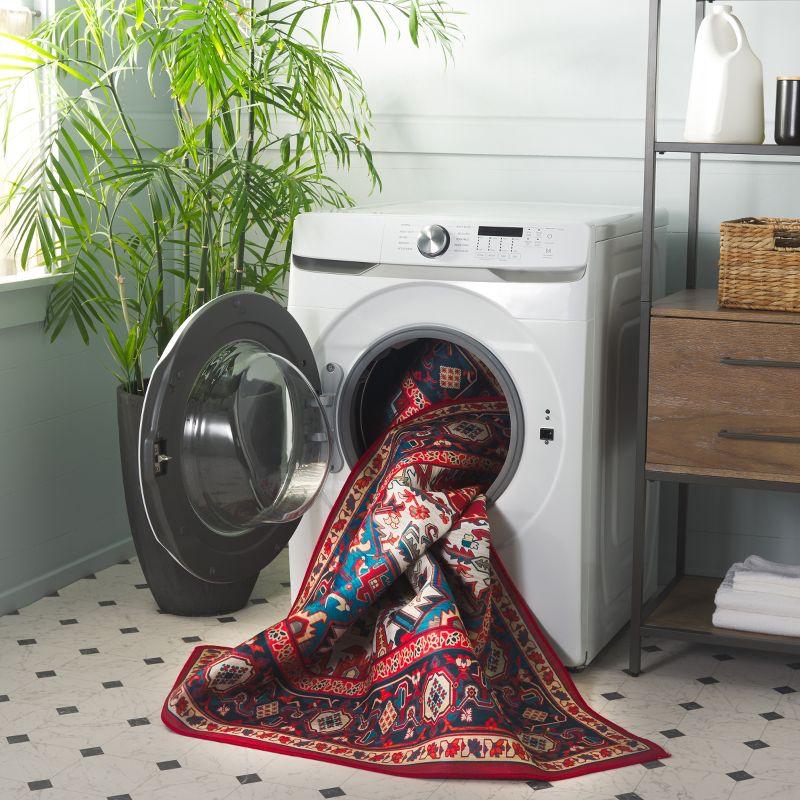 Tucson TSN101 Machine Washable Skid Resistant Stain Resistant Non-Shedding Power Loomed Indoor Area Rug - Red/Blue - 6'x9' - Safavieh