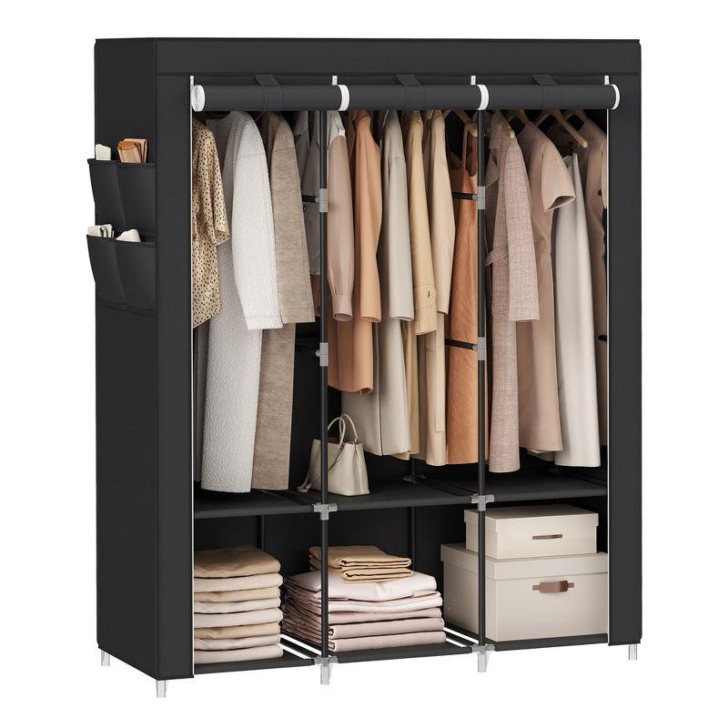 Black Portable Closet Wardrobe Organizer with Steel Frame