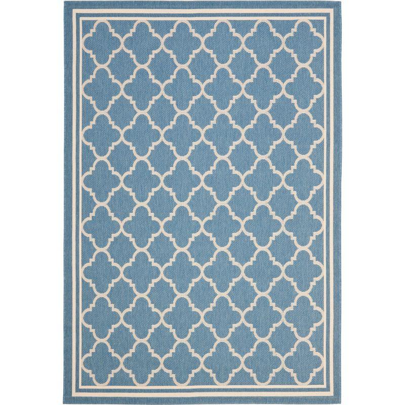 Blue and Beige Geometric Indoor/Outdoor Area Rug