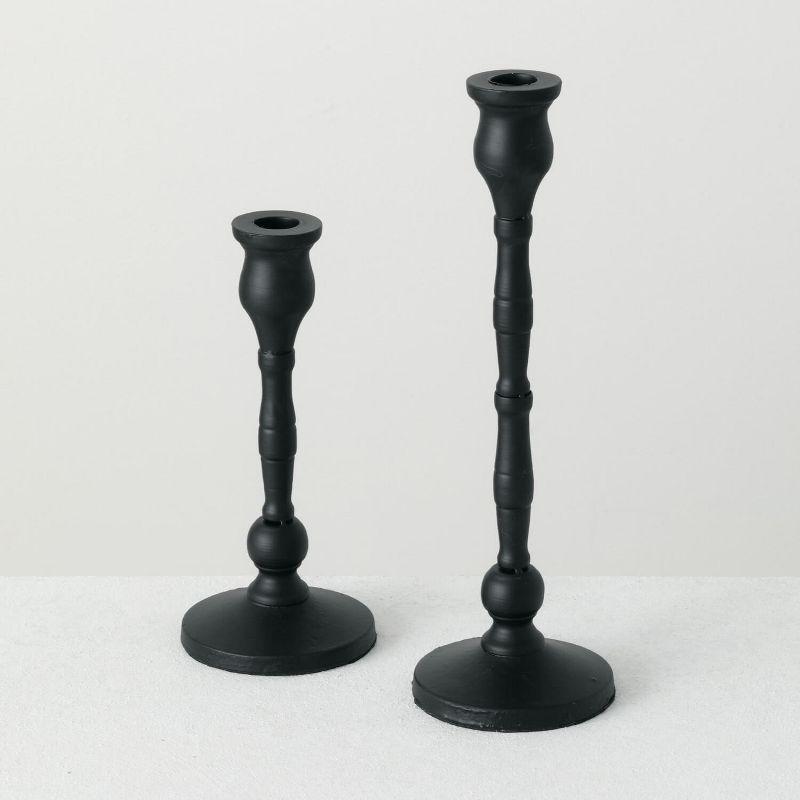 Sullivans Set Of 2 Iron Taper Candle Holders 12.5"H & 15.25"H Black