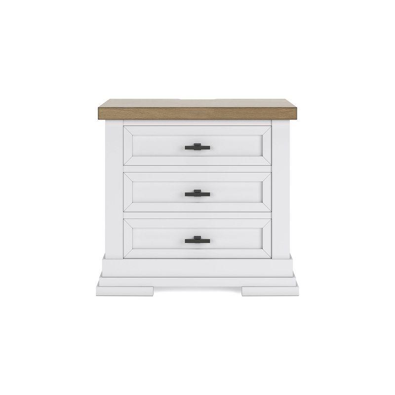 Signature Design by Ashley Ashbryn 3 Drawer Nightstand with USB ports, White