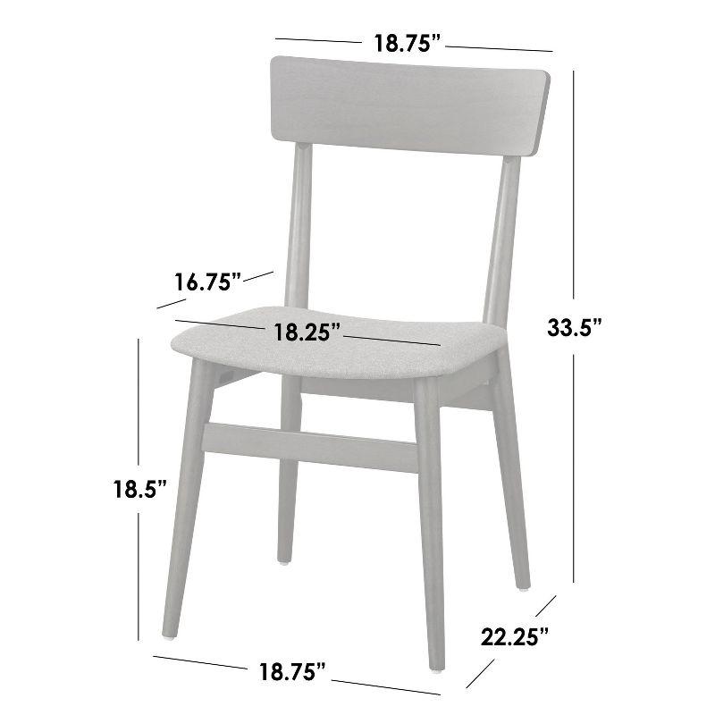 Lifestorey 7pc Newington Mid Century Modern Dining Set Walnut/Mocha: Rectangle Table, 6 Upholstered Chairs