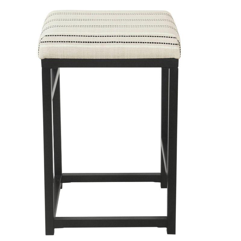 Sleek Industrial Black and White Stripe 24" Metal Counter Stool