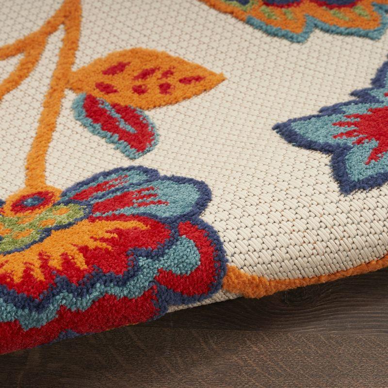 Nourison Aloha Floral Farmhouse Flatweave High-Low Indoor Outdoor Area Rug Multicolor 6' x 9'