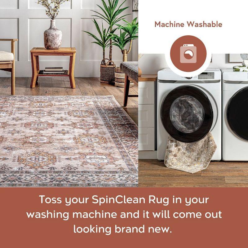 Nuloom Finley Pet Friendly Machine Washable Vintage Distressed Area Rug, 4' x 6', Beige