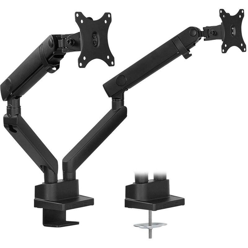 Black Adjustable Dual Monitor Desk Mount with Steel Arms