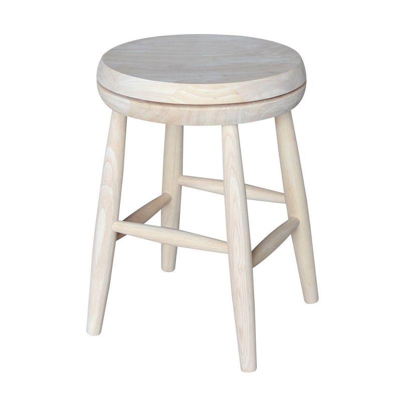 Jonathan Swivel Scooped Seat 18" Stool - Unfinished - International Concepts: Solid Wood, Round, No Assembly Required