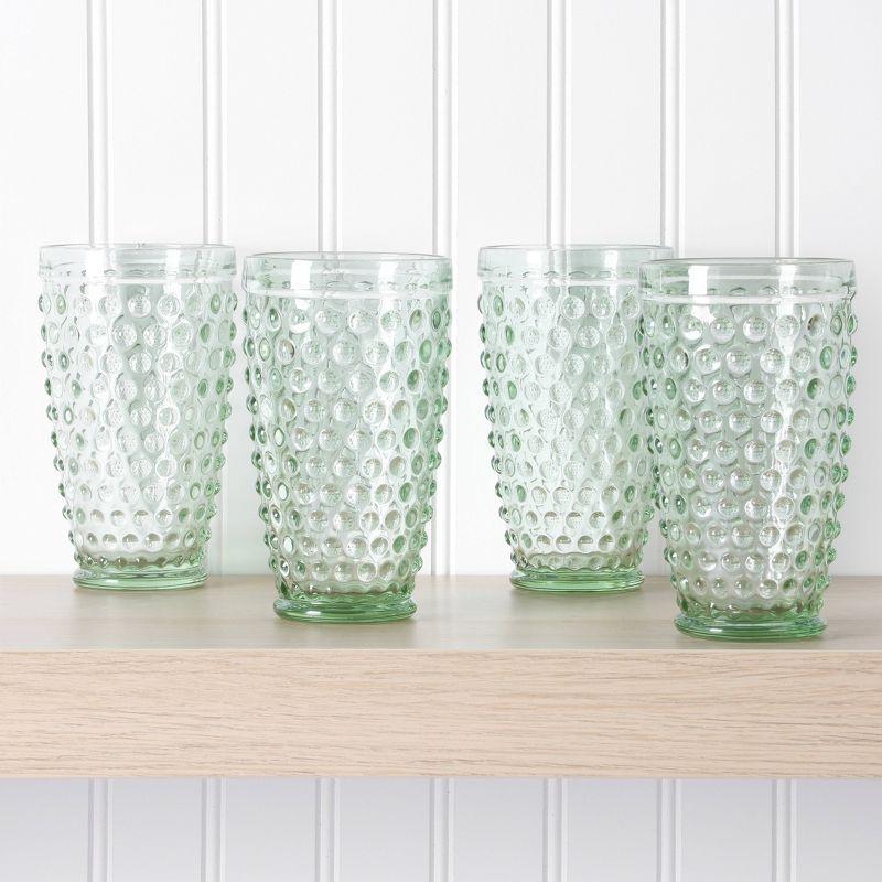 Martha Stewart Chauncey 4-Pack 14.3 oz Hobnail Handmade Glass Tumbler - Clear (Set of 4)