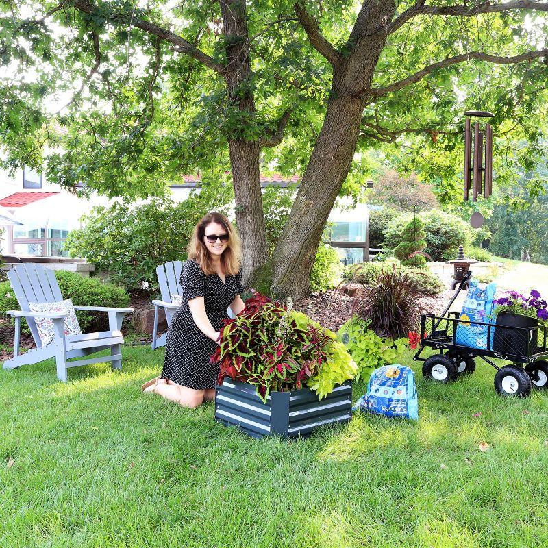 Sunnydaze Corrugated Galvanized Steel Raised Garden Bed for Plants, Vegetables, and Flowers - 24" Square x 11.75" H