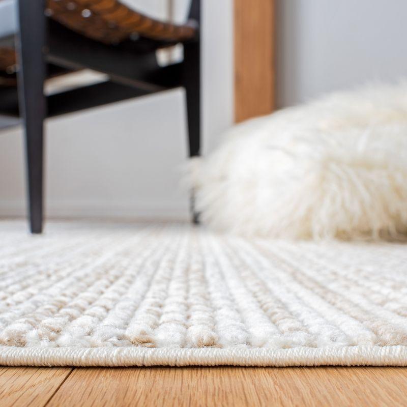 Boho Modern Beige Round Synthetic Easy-Care Area Rug