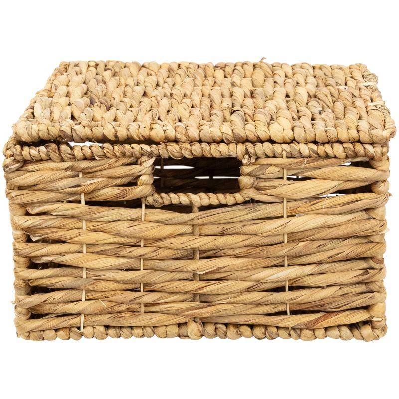 Northlight Set of 3 Camel Beige Woven Water Hyacinth Lidded Square Storage Baskets 15.5"