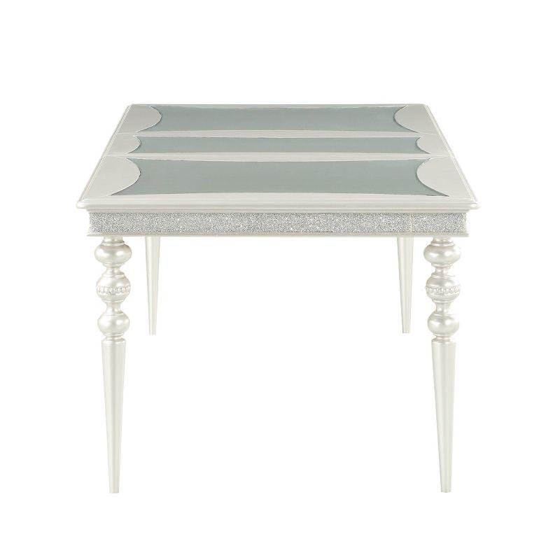 88" Maverick Dining Table Platinum Finish - Acme Furniture: Sparkling Rhinestone, Glass Top, Seats 8