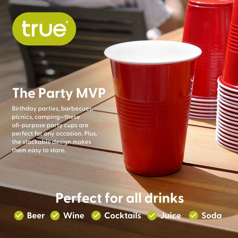True Red Party Cups, disposable Cups for Parties, Cup, Perfect for Outdoor Drinking Games, Drink Tumblers, set of 24, 16oz, Red