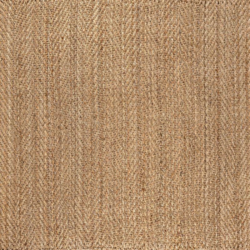 Espina Hand Woven Herringbone Chunky Jute Natural 6' Square Area Rug - JONATHAN Y