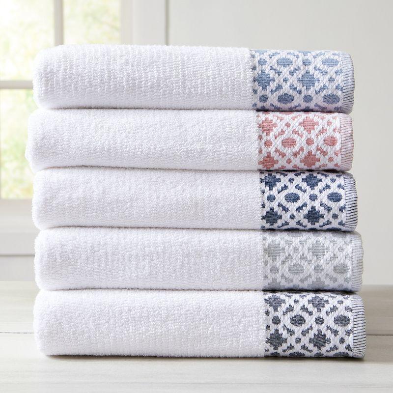 Luxury Turkish Cotton Hand Towel Set in White and Light Grey