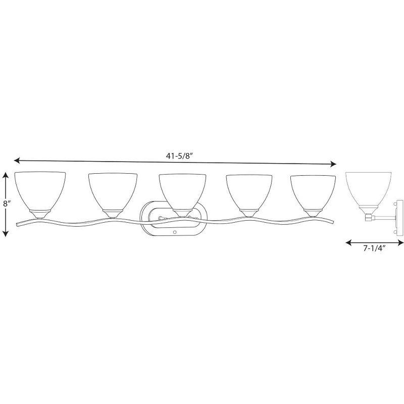 Progress Lighting Laird 5-Light Bath Vanity, Brushed Nickel, Glass Shade