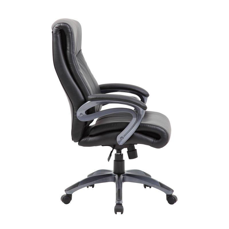 Ergonomic Metal Executive High Back Chair in Black LeatherPlus