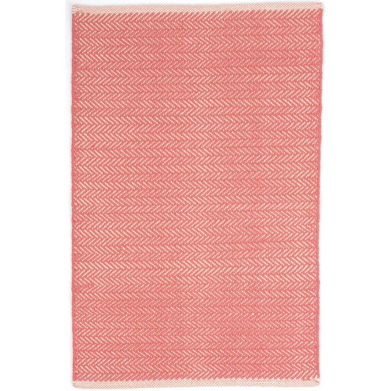 Herringbone Coral Handwoven Cotton Rug