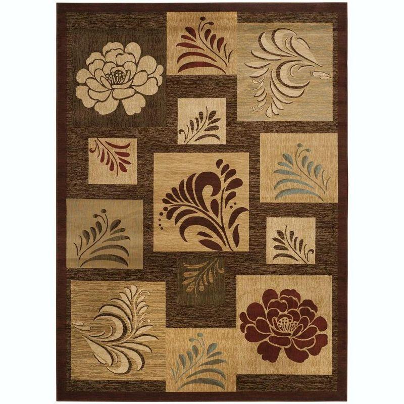 Elegant Traditional 79" Brown Synthetic Rectangular Rug