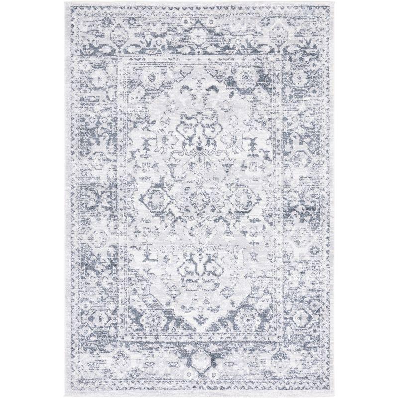 Gray Abstract 8' x 10' Synthetic Easy Care Rug