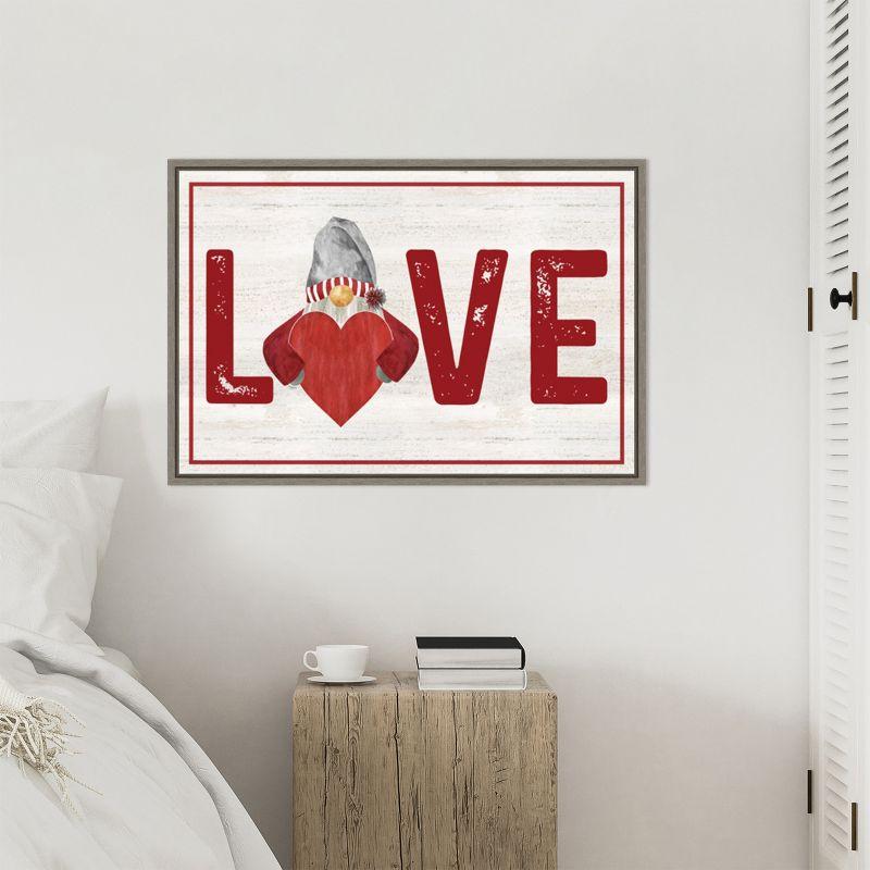 Amanti Art Valentine Gnomes Love by Tara Reed Canvas Wall Art Print Framed 33 x 23-in.